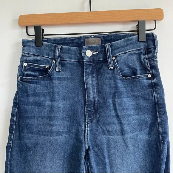 MOTHER High Waisted Looker Ankle Fray Tongue in Chic Dark Wash Skinny Jean 26 - Picture 6 of 16